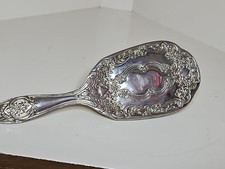 Victorian Hair Brush vintage Vanity silver-plated ornate floral design