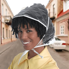 eMKay®  3 Clear Plastic Rain Bonnet with Visor, Tie Foldable Reusable Waterproof