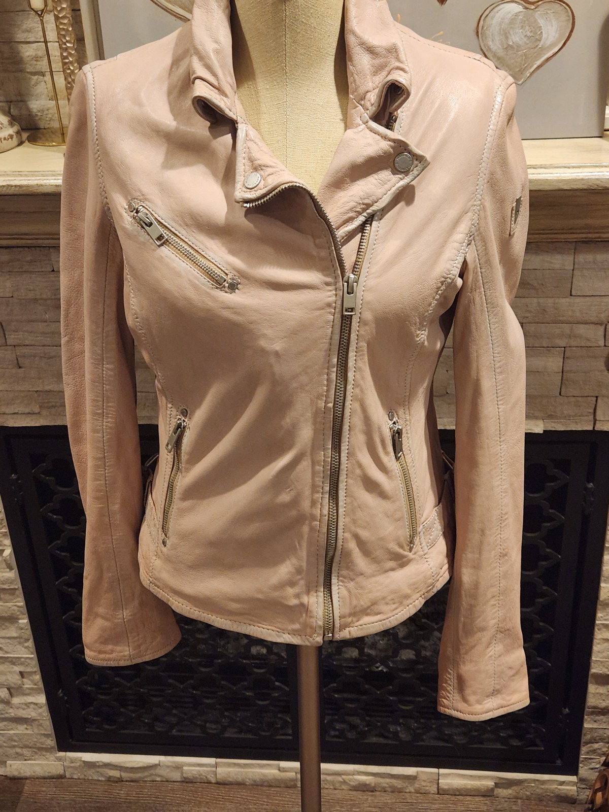 Mauritius Sofia Jacket 100% Lamb Leather Pale Pin… - image 2