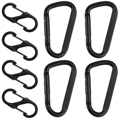 Karabinerhaken Set Aluminium 8 Stück D & S Clamp Haken für Camping Wandern