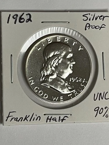 1962 Silve Proof Ben Franklin Half Dollar Uncirculated Gem Vintage 90% Silver