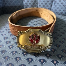 Boucle de ceinture vintage 1980 Raintree Ruger armes à feu Phoenix SR + ceinture cuir.