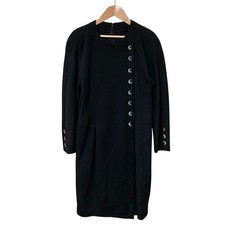 Christian Dior Vintage Wool Long-Sleeve Midi Dress, Size 13, Black Women USED