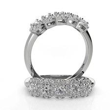 5 Stone Diamond Halo Wedding Band 6.ctw 14k White Gold Anniversary Ring