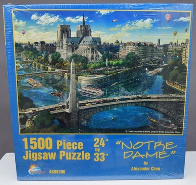 SUNSOUT ALEXANDER CHEN NOTRE DAME 1500 PIECE JIGSAW PUZZLE NEW SEALED 24'' X 33''