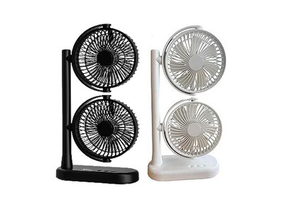 Doppelventilator Doppelkopf mit USB-C Stromversorgung - Schlafzimmer Haus und Büro - WEISS/SCHWARZ