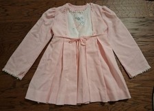 New Vintage Peaches N Cream Girls Embroidered Pink Lace Dress Coat Set Sz 6X