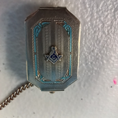 Antique Sterling Silver Freemason Masonic Pocket Watch Fob Silver