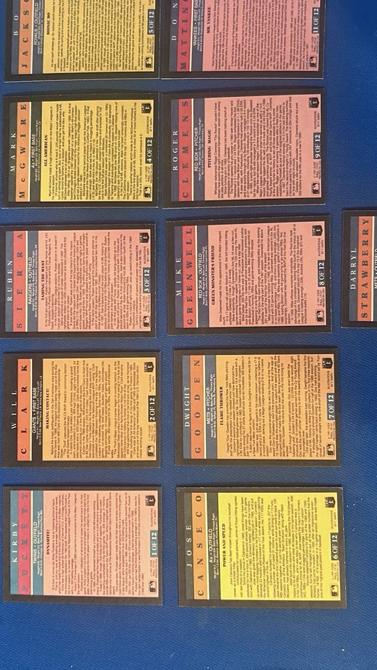 Juego completo de 12 cartas Fleer Baseball Pro Visions 1991 - Bo Jackson McGwire Gooden Foto 3 de 4