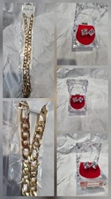 Dazzling Accessories Set: 10mm CZ Studs & 24"  Gold-Tone Chain Stainless Steel