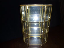 Brass & Glass mirrored 3 shelf display curio cabinet