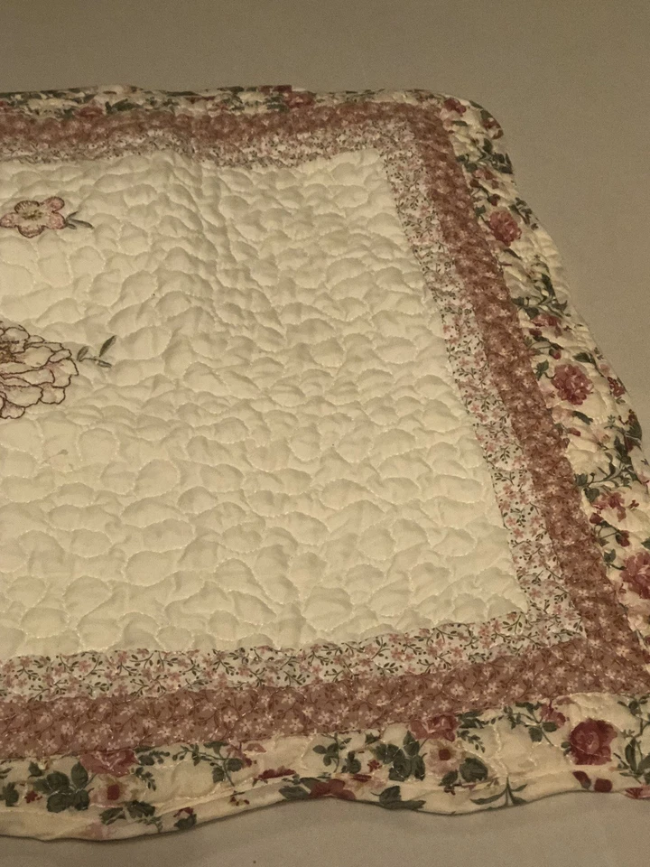 "Funda de almohada floral Shabby Chic Cottagecore rosa verde 20x33,5"" usada" Foto 2 de 4