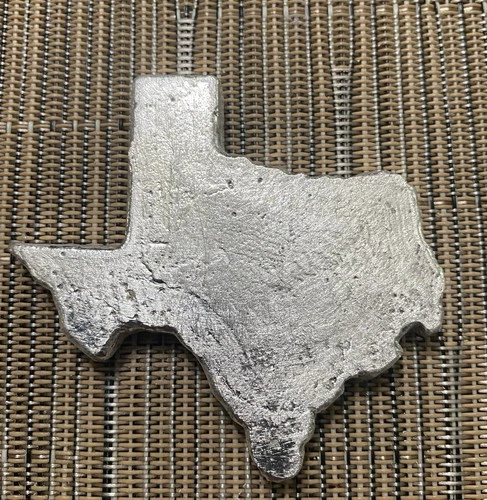 3.10 toz .999 Fine Silver Hand Poured State Of Texas