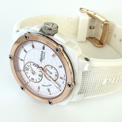 Alpina Geneve Watch White Ceramic/Rubber Strap Rose Gold  display picture 2