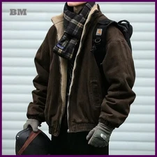 Japanese Vintage Polar Fleece Jacket Men Winter High Quality Thick Jacket Korean