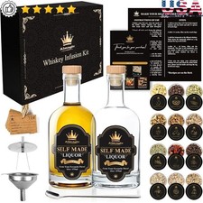 Whiskey Infusion Kit DIY Gift Unique Flavors W/ Wood Chips & Ingredients New