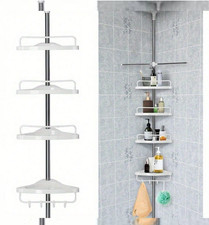 4 Tier Non Rust Telescopic Bathroom Corner Shelf Rack Shower Caddy Organizer UK