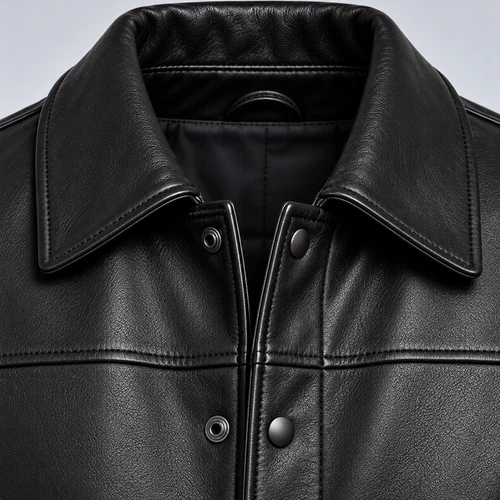 Men's Black Quilted Leather Bomber Jacket Ribbed Cuffs Classic Vintage Coat image 5