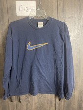 Vintage 90s Nike Big Swoosh Sweatshirt Mens Large Made In USA Blue Crewneck