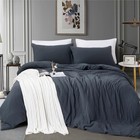 Queen Size Duvet Cover - 3 Piece Bedding Set (1 Queen, Charcoal Blue