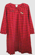 Disney Store W-S Red Flannel Tartan Ruffle Plaid Minnie Nightgown Personalized