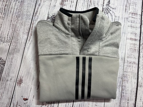 Mens Adidas Pullover Sweater Sz Medium Climawarm Gray 1/4 Zip 1812