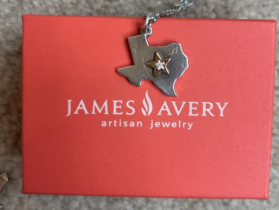 Collar James Avery Retirado Diamante Estrella de Texas Dije Plata Oro 18k Foto 2 de 4