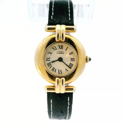 Cartier Vermeil Lady Uhr 24mm 925 Silber vergoldet Ref. 590002 Vintage - Bild 1 von 4