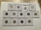13 SILVER MERCURY DIMES WITH DATES