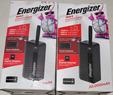 2x Energizer 30,000 mAh Max 15W UE30035C Power Bank Portable Charger w/ LCD