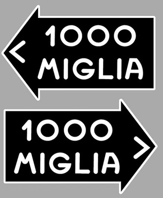LOT 2 STICKERS FLECHE 1000 MILLE MIGLIA MILLES TRACK AUTOCOLLANT FLAG MD062