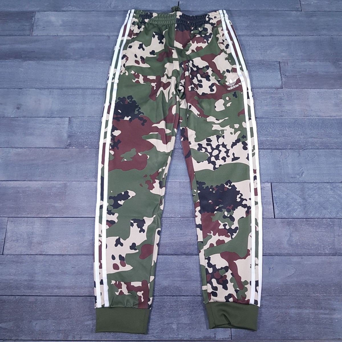 ADIDAS Originals SSTR Track Pants Mens SMALL Camo Green Brown Joggers