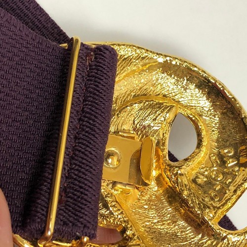 Vtg 80s Stretch Cinch Waist Belt Purple Swirl Enamel Buckle M L Women Wide USA - Picture 6 of 7