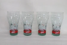 Libbey Coca Cola Christmas Holiday Tumbler Water Juice Cups Set of Four 4164B