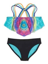Wonder Nation Girls' 2 Piece Halter Mandala Printed Bikini Swimsuit Size 14-16