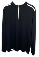 Bugatchi Performance Size XXL 1/2 Zip Golf Pullover Black Reflective Stripes