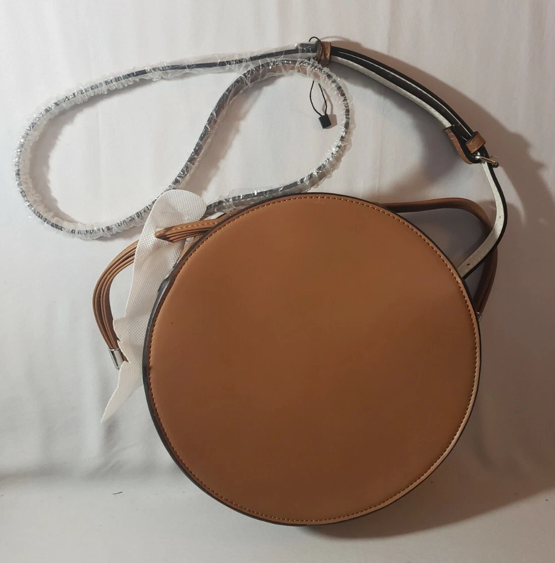 NewZARA Brown 10 Round Crossbody Bag with Dust Jacket.