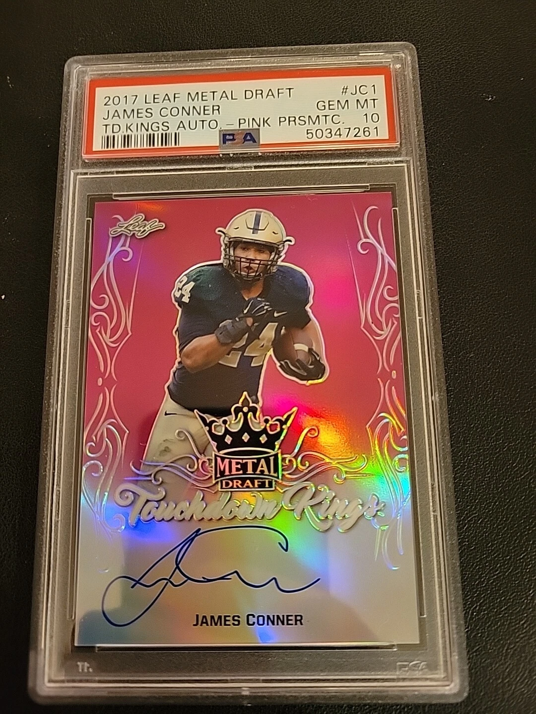 James Conner Leaf Metal Draft Touchdown Kings Autographs #JC1 Pink Prismatic