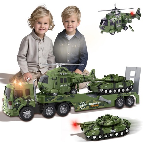 Military Combat Truck Helicopter Tank Toy Set Light & Sound Playset Kids Game - Picture 12 of 12