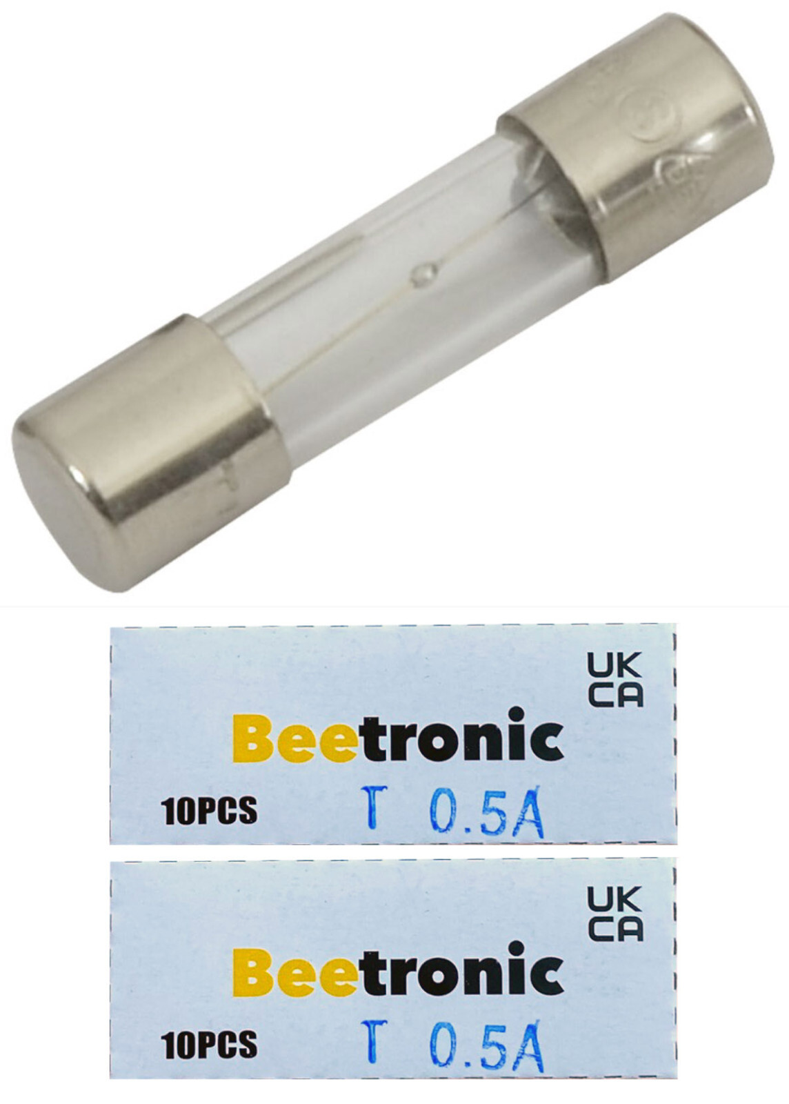 Beetronic 20 x T0.5A 0.5A 0.5 Amp Anti-Surge Time Delay Glass Fuse 20x5mm 250v