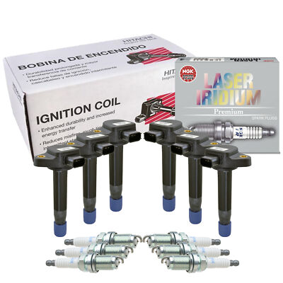 Hitachi 6 Ignition Coils NGK 6 Laser Iridium Spark Plugs Kit For Odyssey 3.5 V6