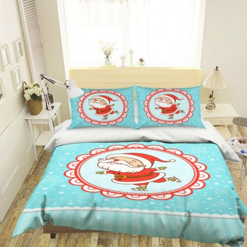 3D Santa Claus Ski Blue I182 Christmas Bed Pillowcases Duvet Cover Quilt Amy