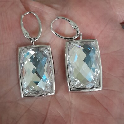 Swarovski schwere facettierte Klarglas Ohrhänger silberfarben. Sehr guter Zustand