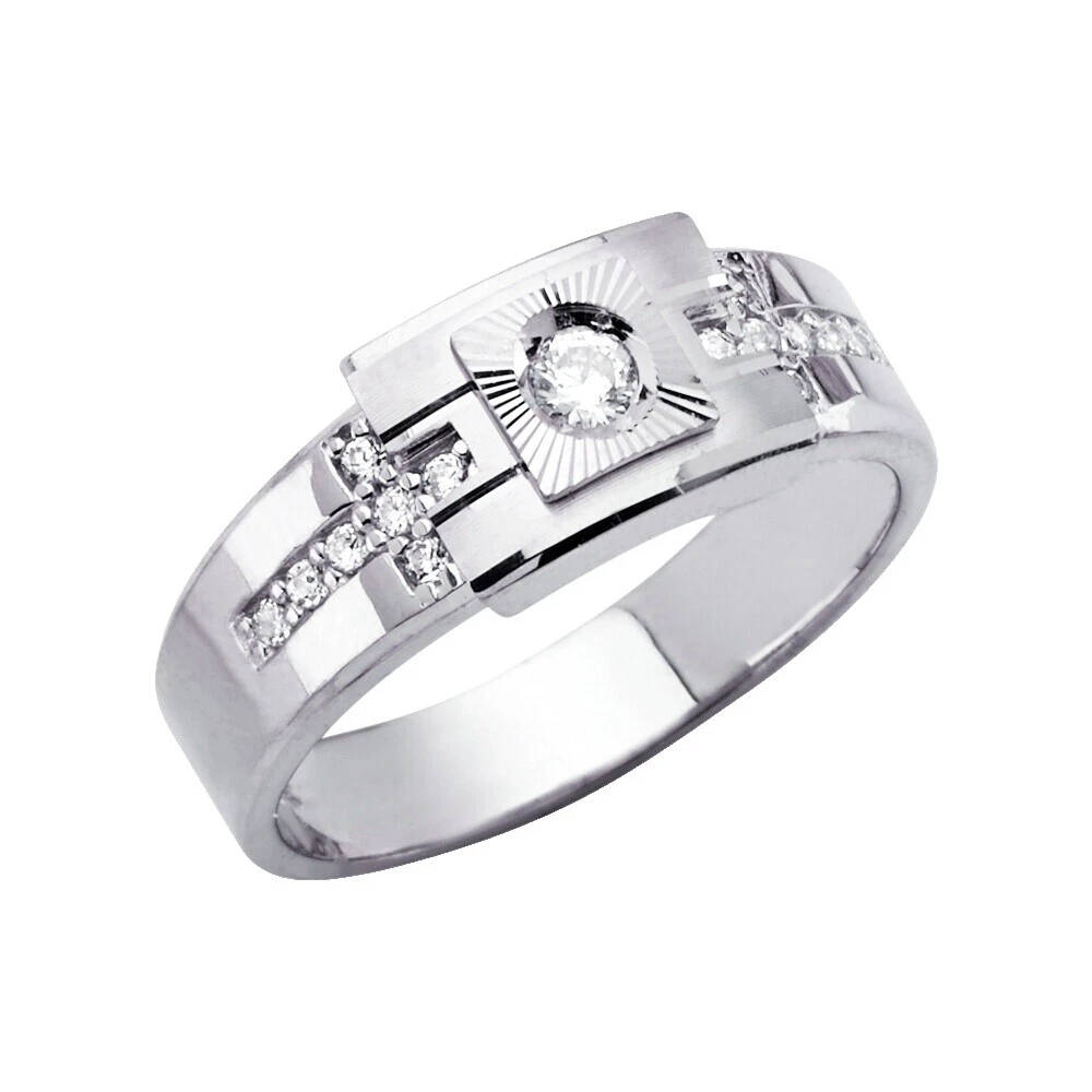 Cubic Zirconia anillos de oro blanco para hombres
