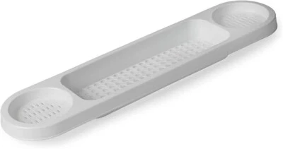 BLUE CANYON White Bath Rack Contemporary Plastic Over Bath Tub Rack Soap Shampoo Drink Tray