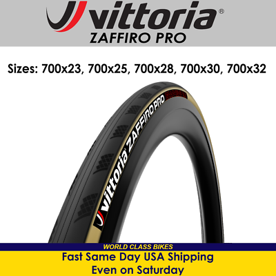 Vittoria Zaffiro Pro 700x25, 28, 30, 32c Tan Sidewall Graphene G2