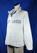 Tommy Hilfiger Fleece Jacket Spellout White Full Zip Women's Sz Large