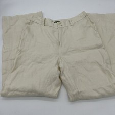 Lauren Ralph Lauren Womens' Beige Linen Straight Wide Leg Pants Size 8P