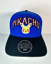 Bioworld Pokemon Pikachu 025 Adult Embroidered Snapback Blue Hat OSFM
