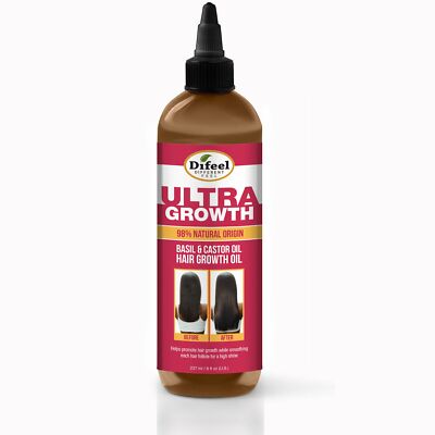 Difeel Ultra Growth Basil & Castor Hair Growth Oil 8 oz. (VALUE PACK OF 2)